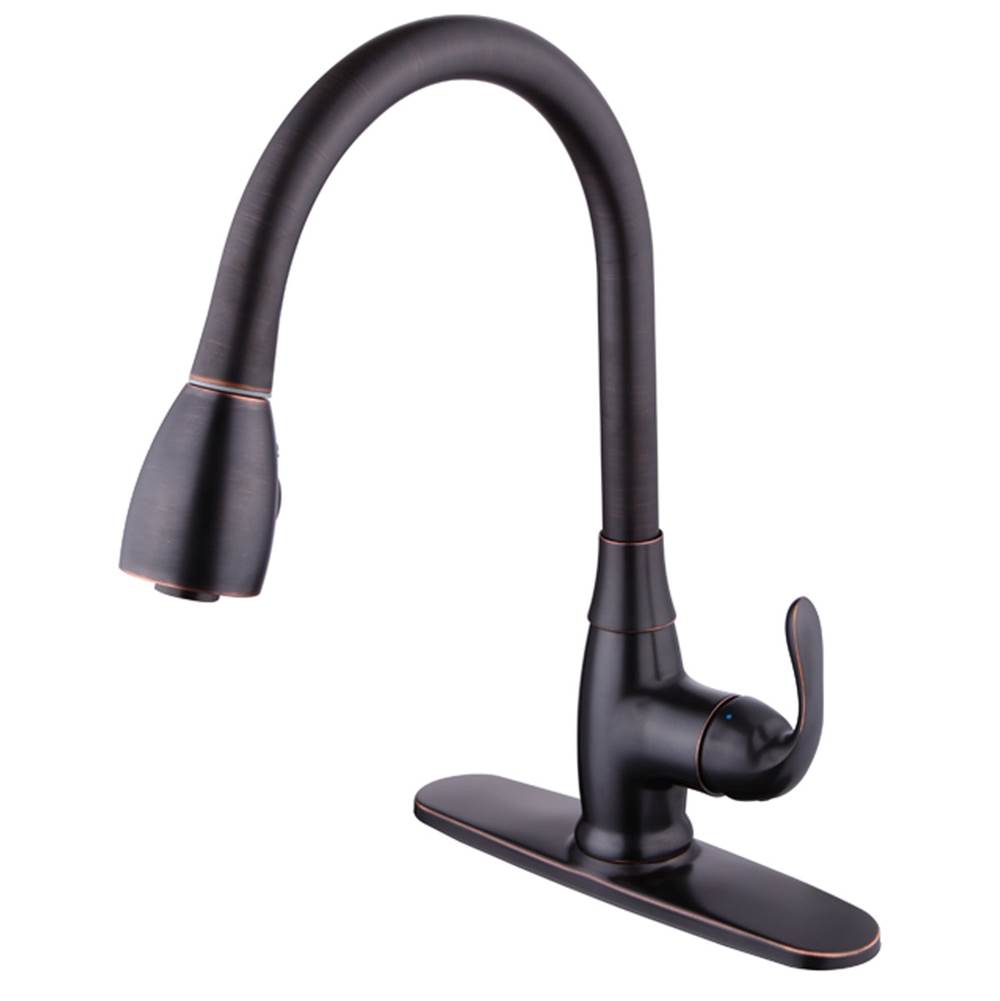 Compass Manufacturing Noble Series Single Lever High Arc, Pulldown Kitchen Faucet Oil Rubbed Bronze