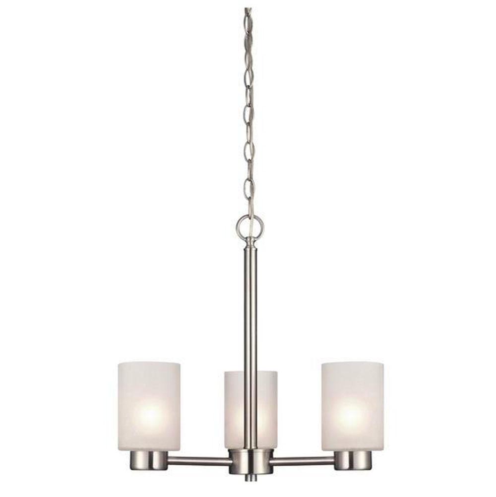 Westinghouse Westinghouse Lighting Sylvestre Three-Light Indoor Chandelier, Brushed Nickel Finish with Frosted Seeded Glass